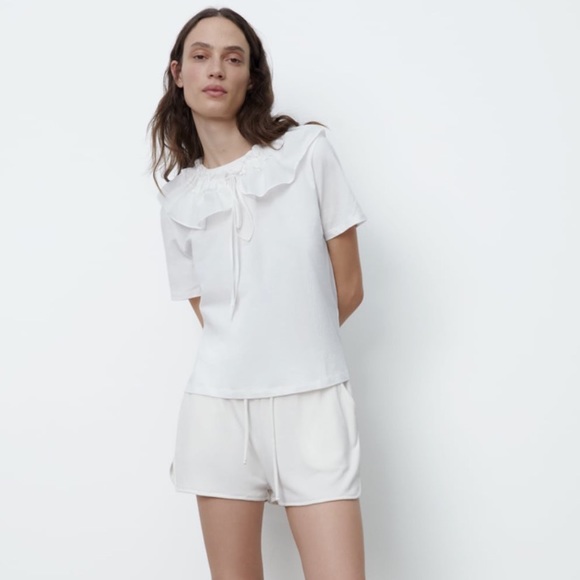 ZARA Overlay Collar Top NWT Size S - Picture 2 of 12